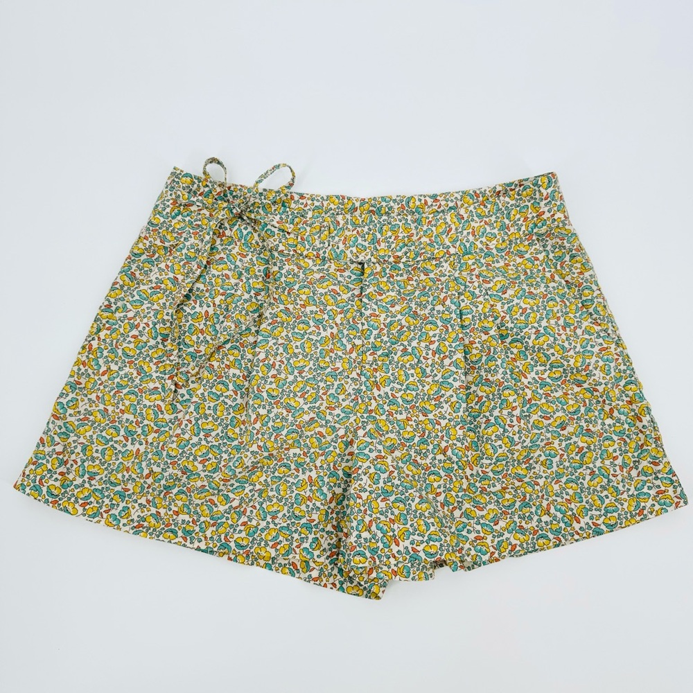 LondonJean 90’s Pleated High Rise Side-tie Disty Floral Flare Shorts